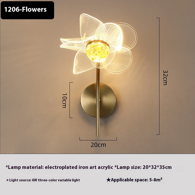 Led Flower Wall Bedroom Bedside Lamp