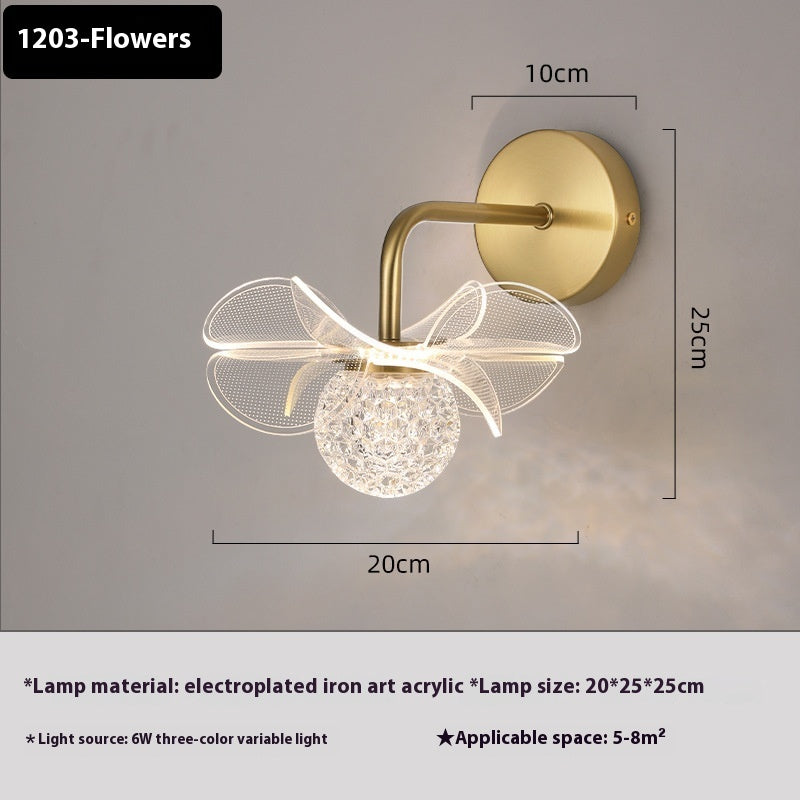 Led Flower Wall Bedroom Bedside Lamp