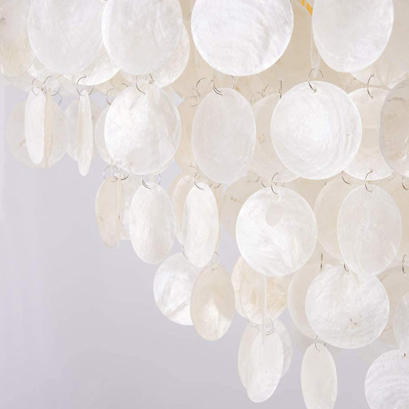 Simple Bedroom Shell Chandelier Eye Protection Room Lighting