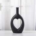 Nordic Hollow Heart Ceramic Vase – Modern Minimalist Home Art