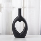 Nordic Hollow Heart Ceramic Vase – Modern Minimalist Home Art