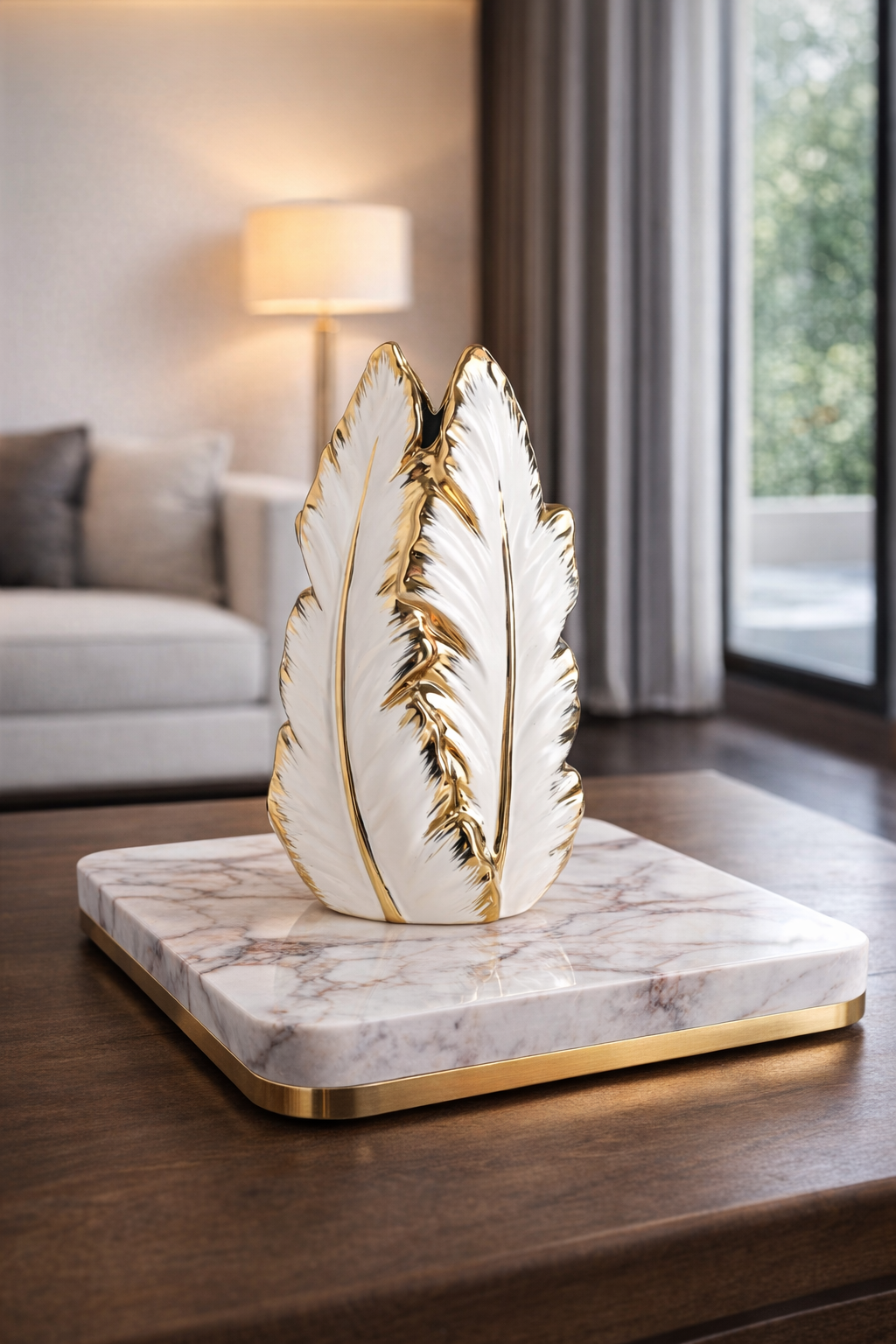 Luxury Electroplated Ceramic Leaf Vase – Modern Home Decor (Gold/Silver)